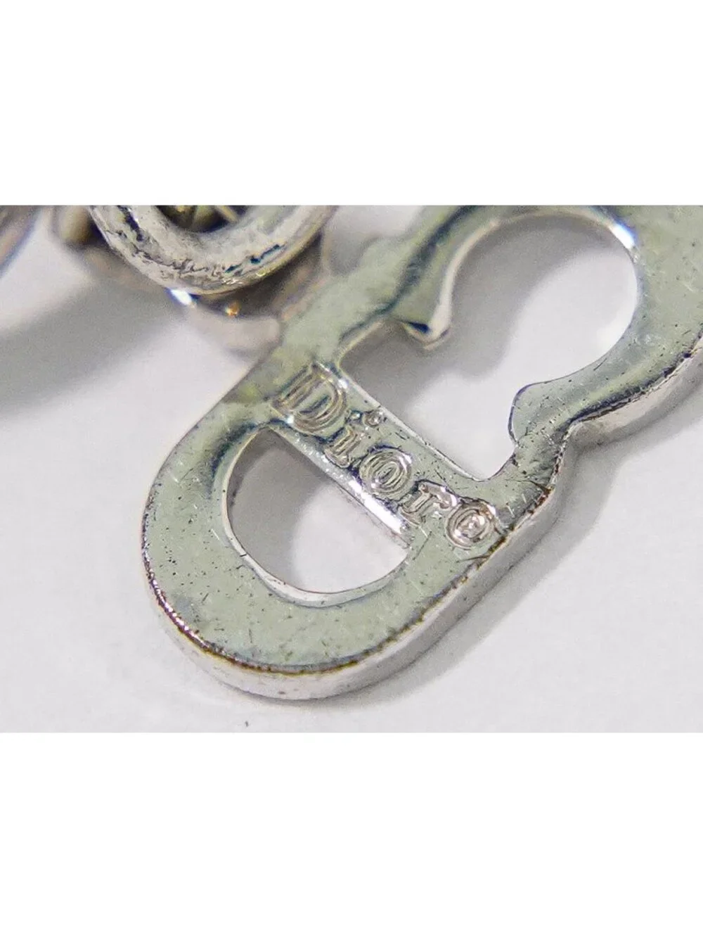 Dior Logo Plate Metal Bracelet Bangle Silver